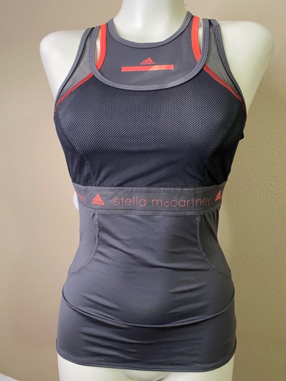 Stella McCartney Adidas Gray coral mesh stretch Sports Tank S